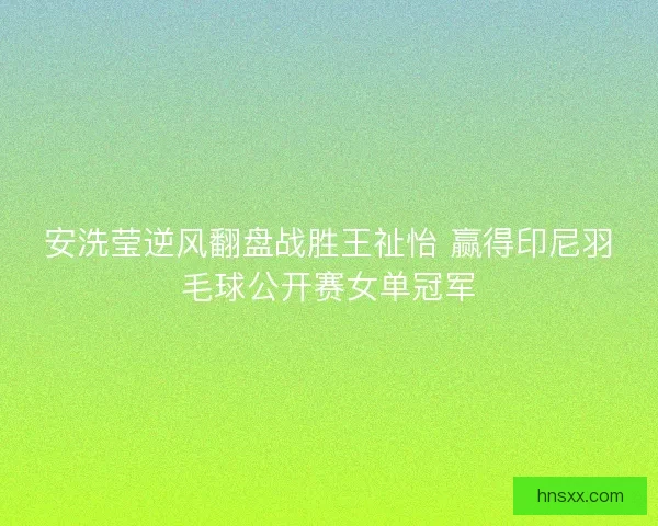 安洗莹逆风翻盘战胜王祉怡 赢得印尼羽毛球公开赛女单冠军